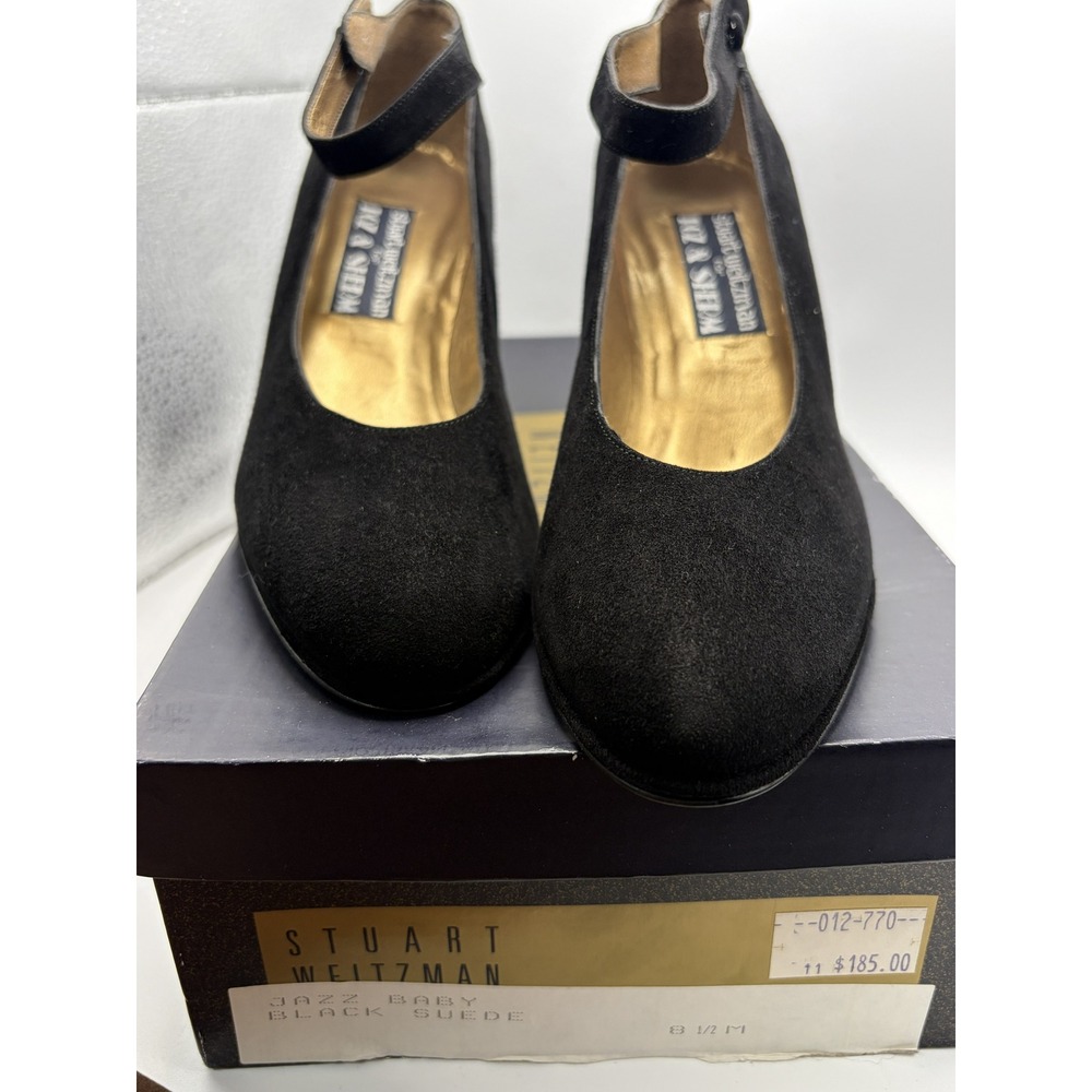 Stuart Weitzman Roz & Sherm Black Suede Mary Jane Pumps Jazz Baby 8.5 M Spain